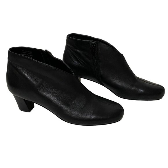 David Tate Fame Soft Leather Ankle Bootie Womens Size 8 M Black Heels Academia - Picture 2 of 7